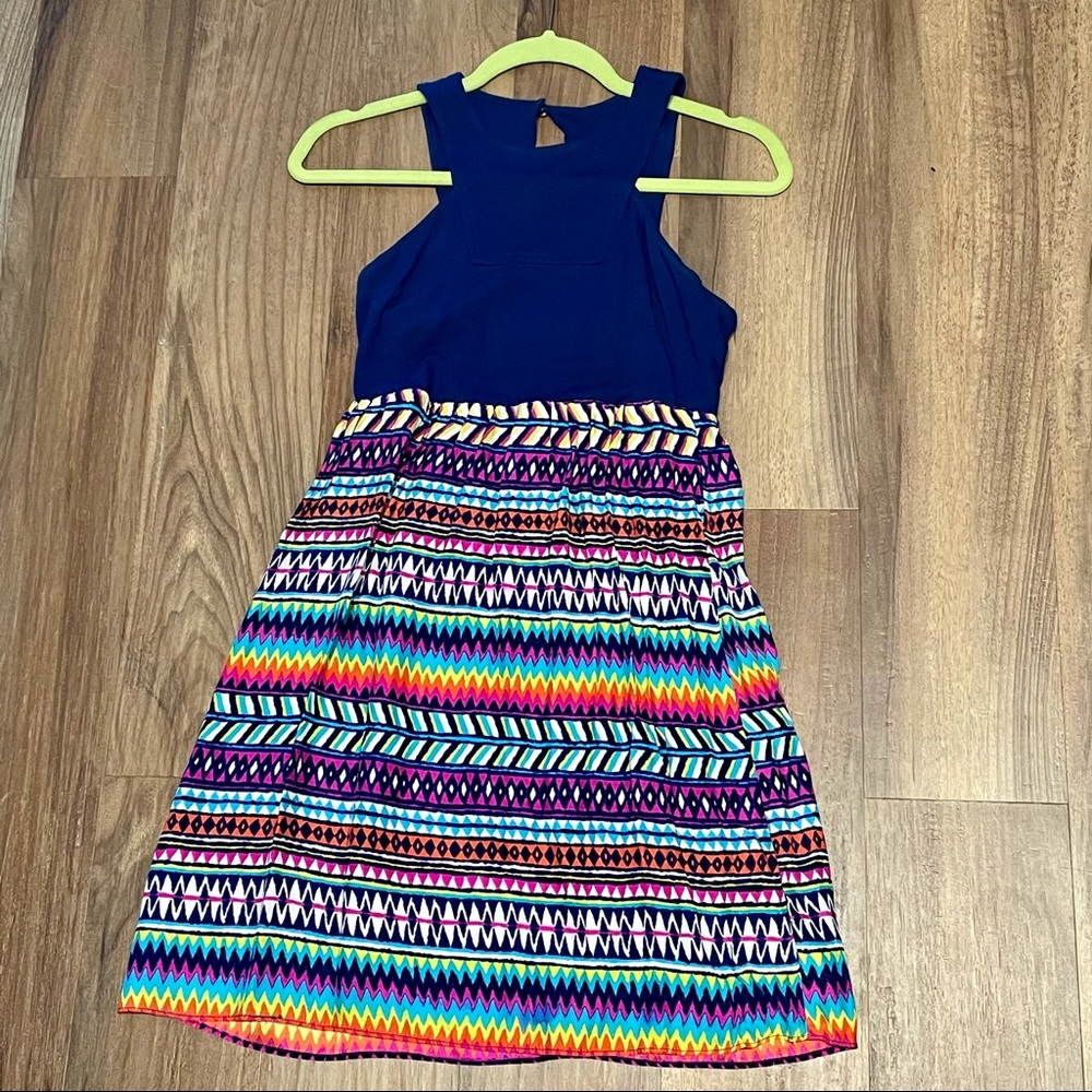Silk geometric rainbow print dress size small
